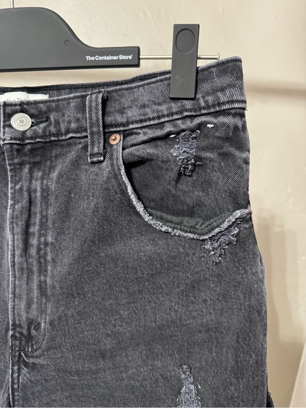 Abercrombie & Fitch Charcoal Distressed Denim Cutoffs - Picture 3 of 13